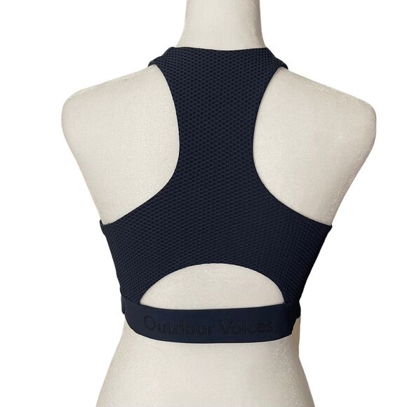 Outdoor Voices Small Sports Bra Racerback Cutout Space Dye Blue Black - Picture 4 of 8